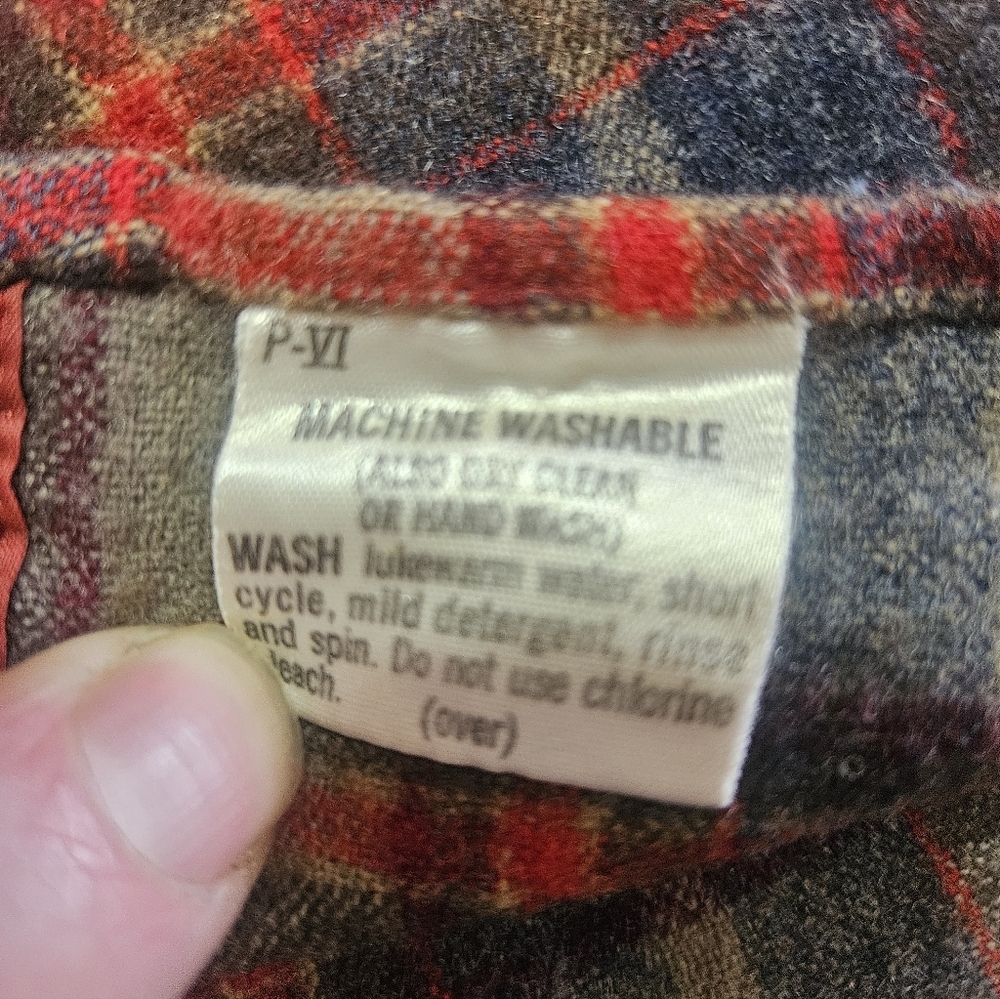 Vintage Pendleton LOBO 100% Wool Plaid Flannel Shirt Blue Brown Padded Elbows L - Picture 9 of 10